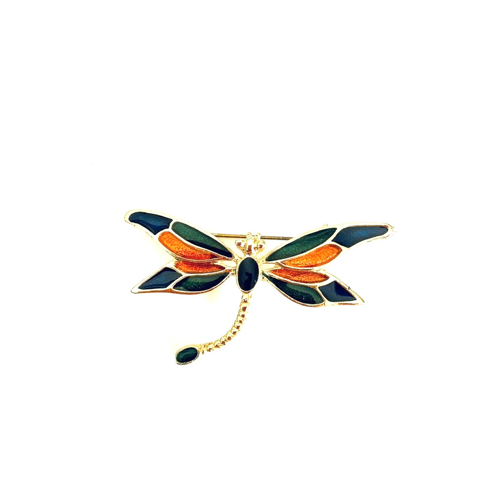 Vtg Multicolor Dragon Fly Brooch Pin